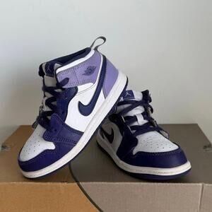 Nike Air Jordan 1 Mid Purple Blueberry Toddler Sneakers  - SZ 10 C